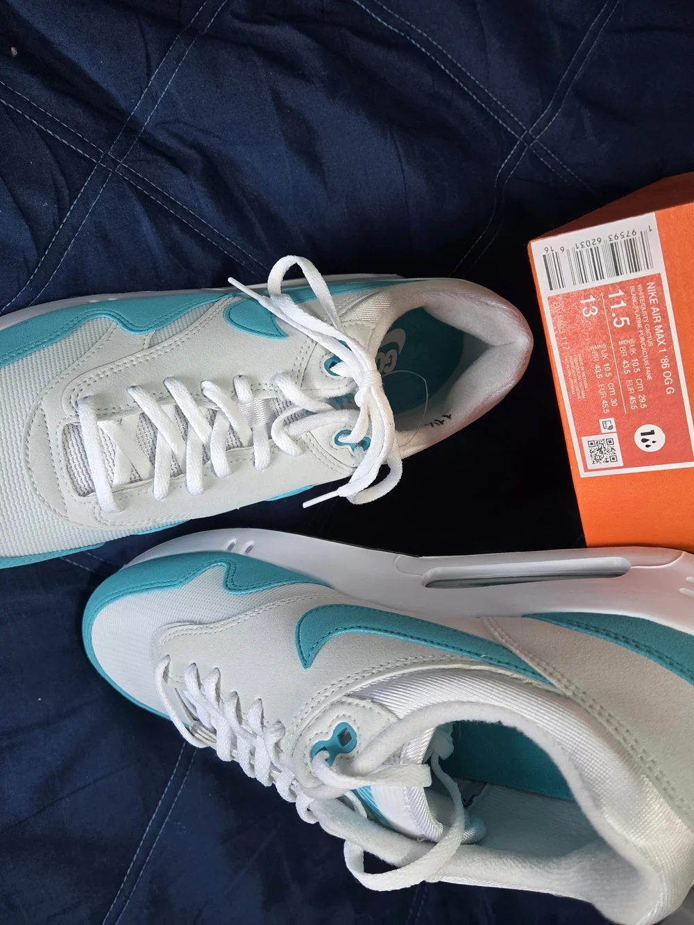Nike Air Max White and Teal Sneakers